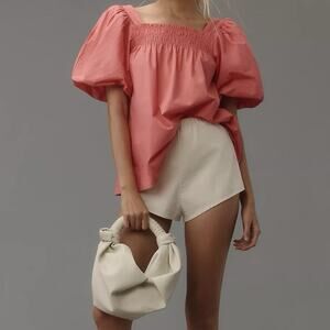 Maeve By Anthropologie Puff Sleeve Smocked Blouse Pink Women’s XL